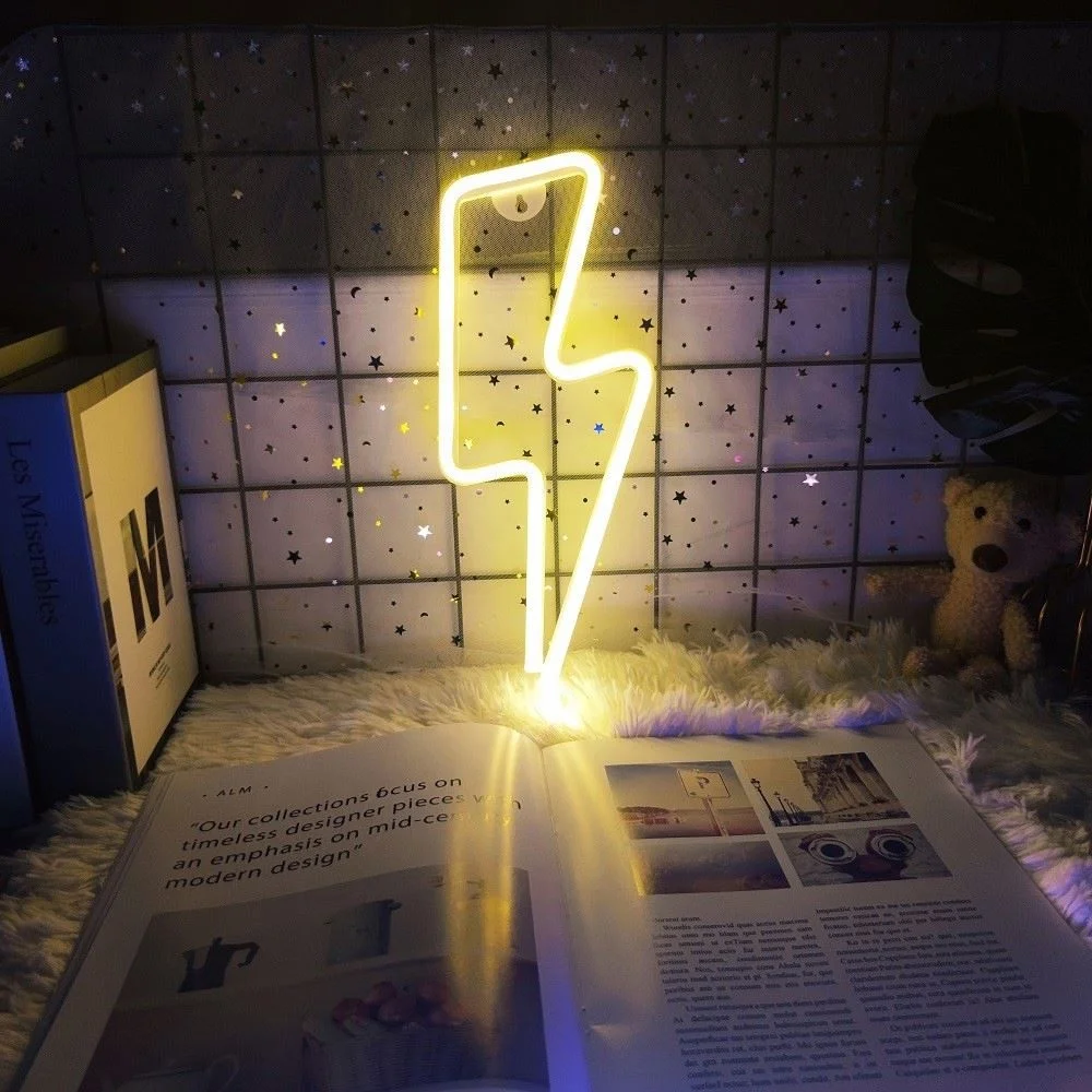 MULEVIP Enseigne Néon LED Nuage & Foudre – Lumière Murale Bleue/Rose, Batterie Ou USB, Déco Chambre Enfant, Bar, Noël