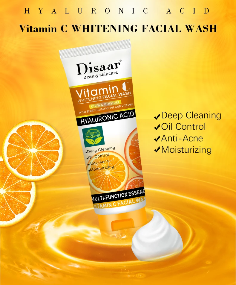 Disaar vitamin c face wash facial cleanser deep cleansing whitening skin care face wash for all skin types