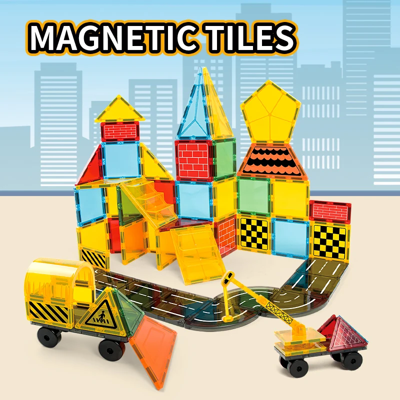 Magnetic Tiles 35-Piece STEM Building Set Sensory Construction Toys for Toddlers Kids Christmas Birthday Gifts Idea