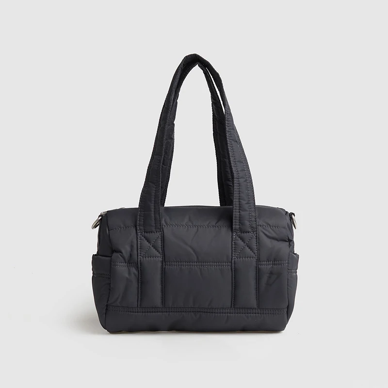 Portable Nylon Puffy Mini Barrel Bag Travel Gym Yoga Small Tote Quilted Puffer Sports Crossbody Sling Bag