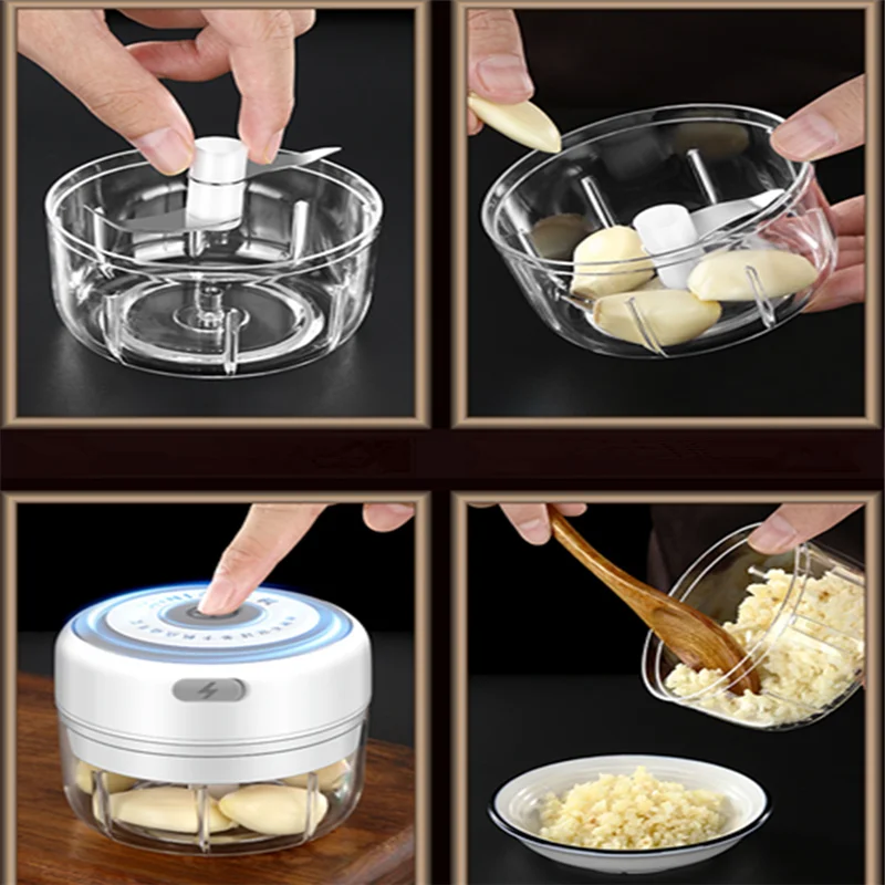 Vegetable Crusher Kitchen Accessories Mini Wireless Electric Garlic