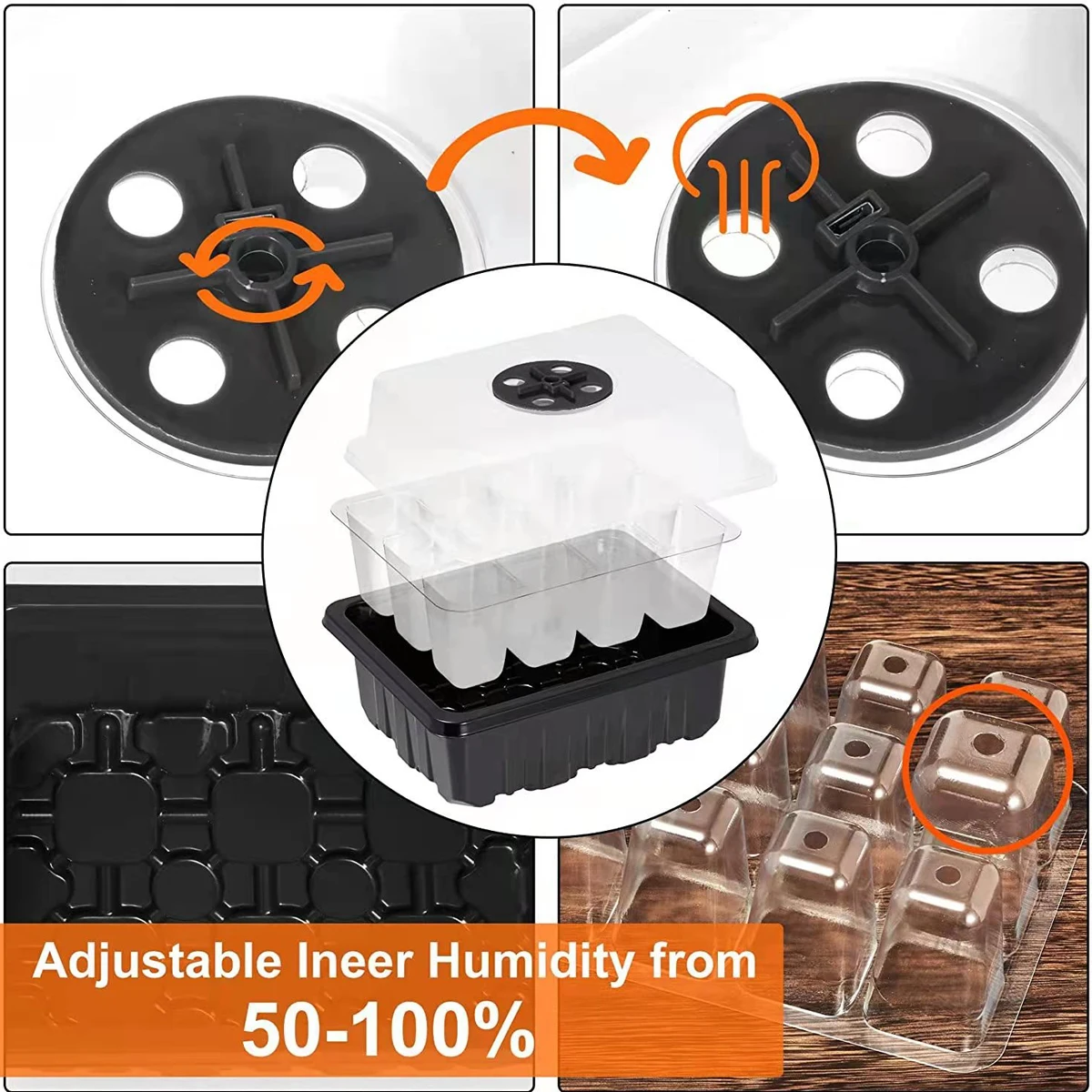 YAUNGEL Seed 4 Pezzi Vassoio Germinazione, Mini Serra Germinazione,con - Foto 9