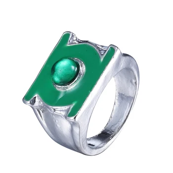 Fashion Superhero Green Lantern Ring Silver Plated Ring For Men Replica Men Jewelry Class Ring Gifts