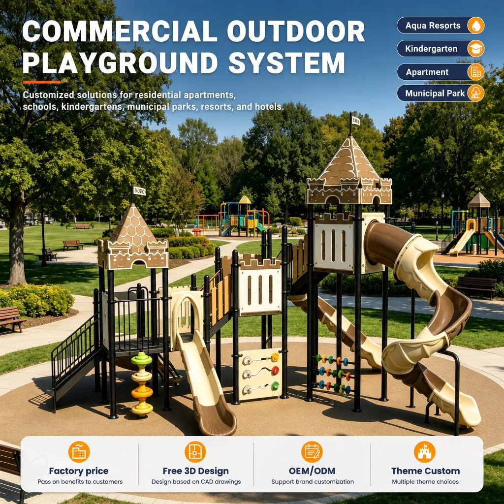 Galvanized Steel Castle Playground Equipment Kids Climbing Frame Slide Swing Set CE CPC ASTM Certified OEM Wholesale Factory Low