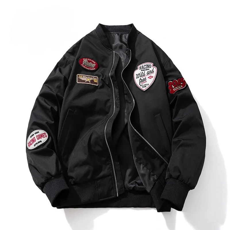 Men's Bomber Jacket Varsity Style Embroidered Winter Coat_voghion.com