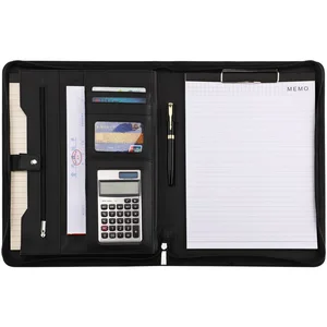 Leading Supplier Padfolio Organizer Case A4  PU Leather Document Compendium Ring Binder File Folder Zippered Portfolio