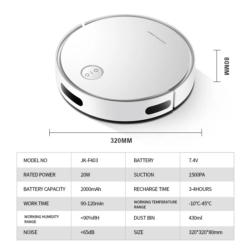 F403 Floor Sweeping Robotic Rechargeable Robot Cleaner Vacuum and Mop Robot Cleaner