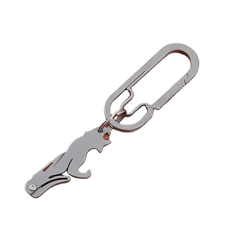 BST-TI Titanium Leopard Knife Multifunctional Tool Bottle Opener Portable Keychain Pendant Unpacking Express Box Opening Knife