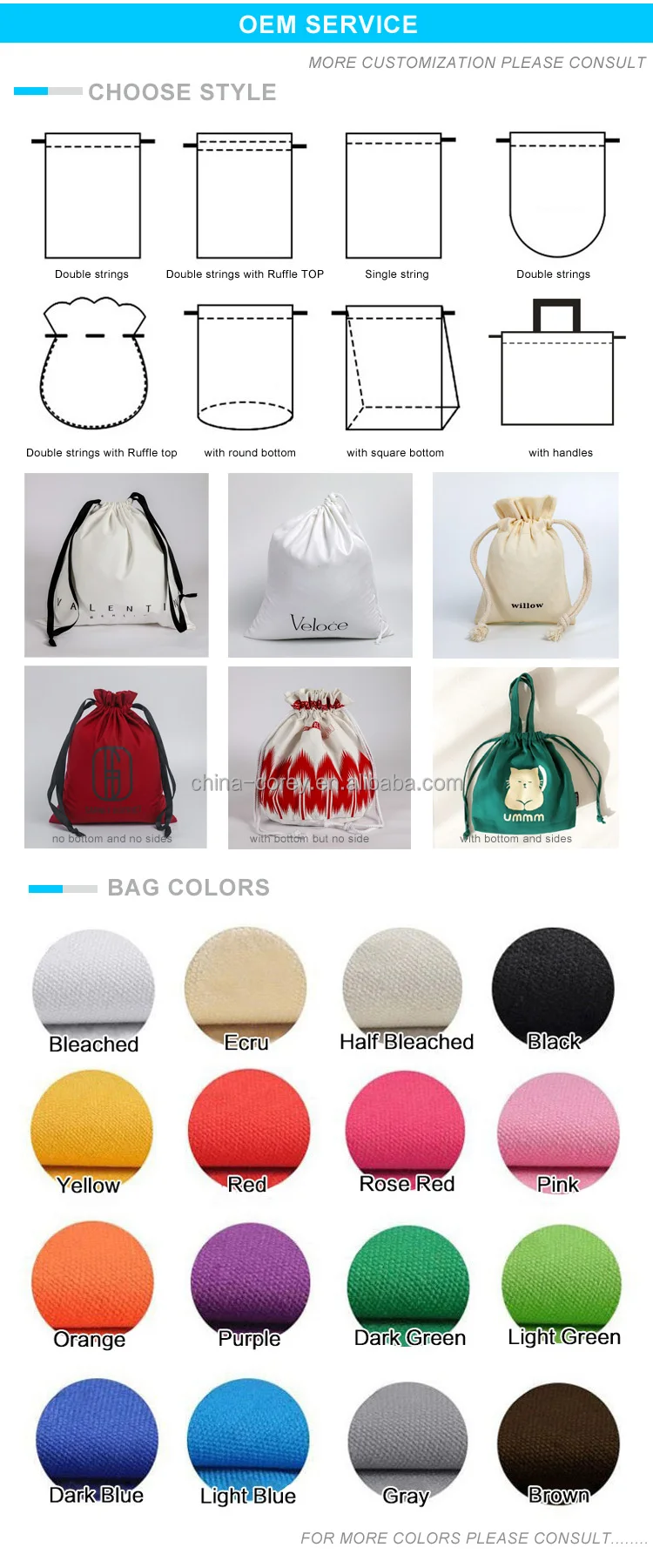 Manufacturer Custom Beige Cotton Drawstring Pouch Cotton String ...