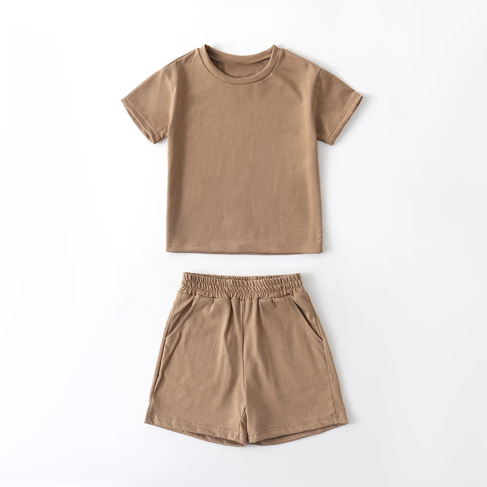 Factory Custom Children Toddler Boy Shorts Outfit Sweatsuit Sets Cotton