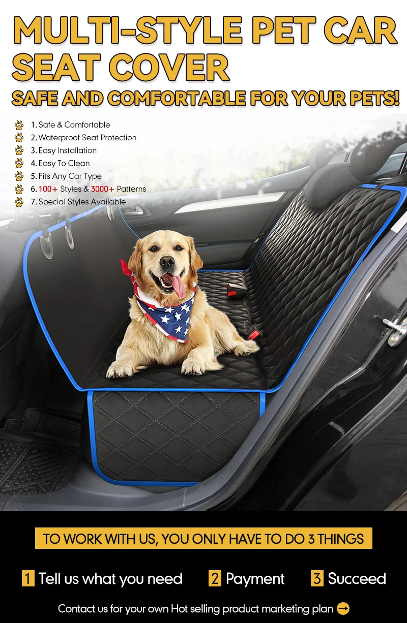 Wholesale scratchproof 600d oxford safety waterproof pet dog hammock car seat cover for dog factory