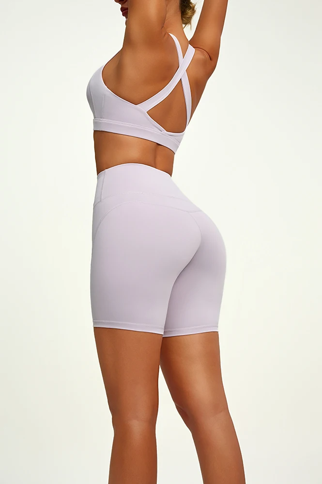 Wholesale Custom Logo 2 PCS Tummy Control Sportswear Set Seamless Cross Back Yoga Tops Sports Yoga Pants for Women