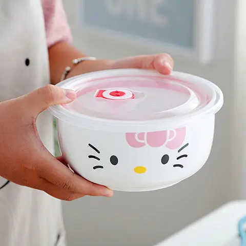 Porcelain Storage Bowl Food Serving  Ceramic Airtight 3 Pcs Fresh Seal Bowls Set with Lid