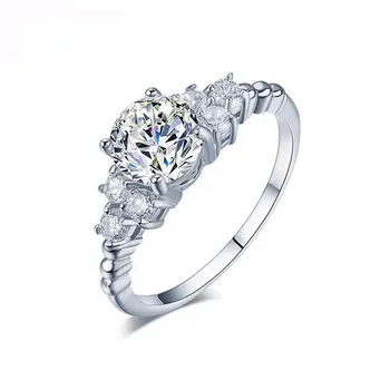 Tonglin TL-015 High Quality Moissanite Jewelry Ring 18k White Gold Plated Silver Colorless Moissanite Engagement Ring