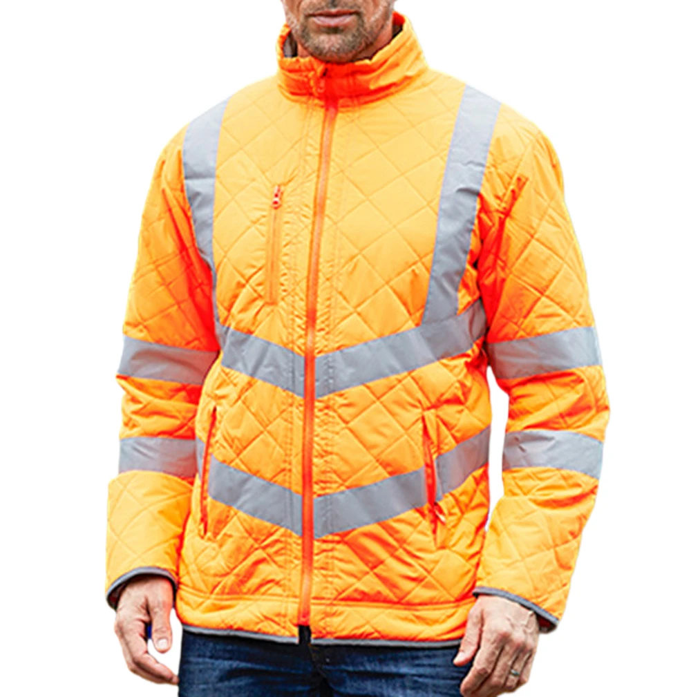 Custom reflective cotton coat Hi-Vis reflective safety jacket outdoor construction warm polar fleece