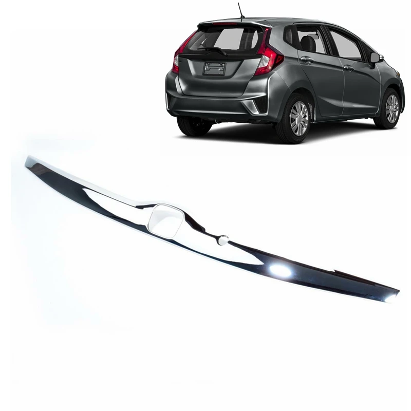 car rear license plate black stick trim molding tailgate trunk chrome strip For Honda Fit Jazz 2014 2015 2016 2017 2018 2019