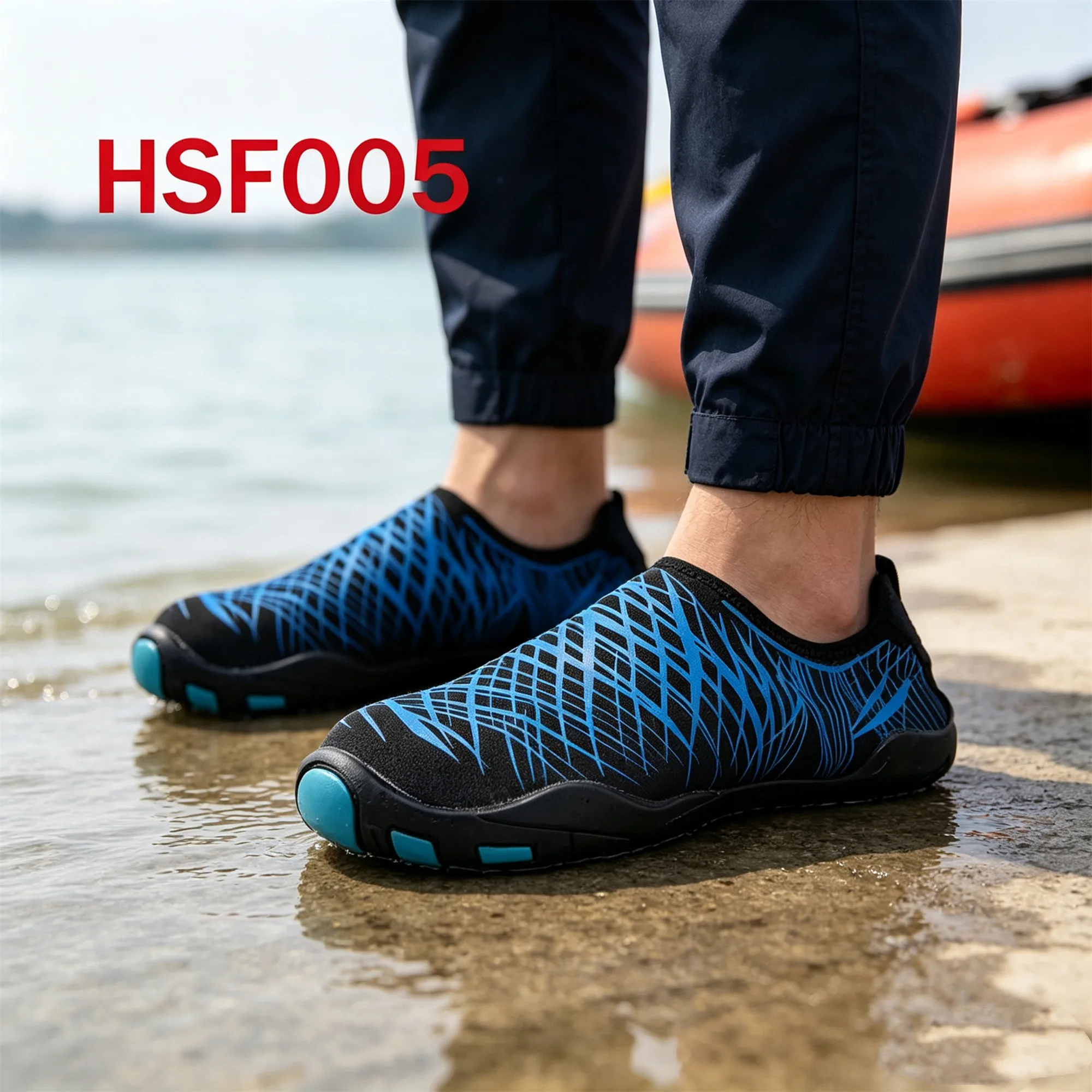 ZYF,Water Rescue Pull on Swimming Shoes with Drainage-holed Stream Trekking Anti-slip Rubber Sole Hua Singh Aqua Shoes HSF005