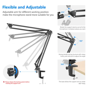 Neewer Professional Studio Broadcasting Recording Condenser Microphone&Microphone Arm Stand with Shock Mount and Mount Clamp detail image