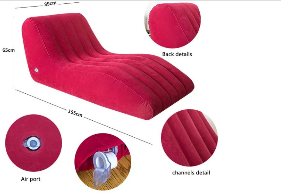 Soft Comfortable PVC Inflatable Flocked Sex Position Sofa Lounge Environmental Flocking Outdoor Chaise Lounge Furniture