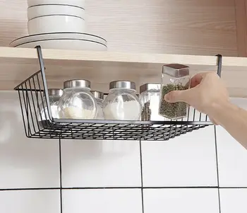 Under Shelf Storage Basket Rack Kitchen Cupboard Organiser Wire Mesh Large  Mediu