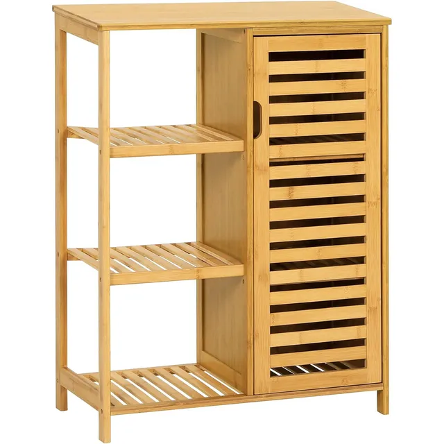 Multi-Functional Bamboo Storage Cabinet Furniture for Bathroom Living Room Bathroom Cabinet Bamboo Storage Cabinet with Doors