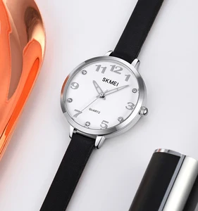 SKMEI 2028 Quartz Movement Fashion Women Watch Genuine Leather Strap Female Wristwatch for Ladies Girls Watches