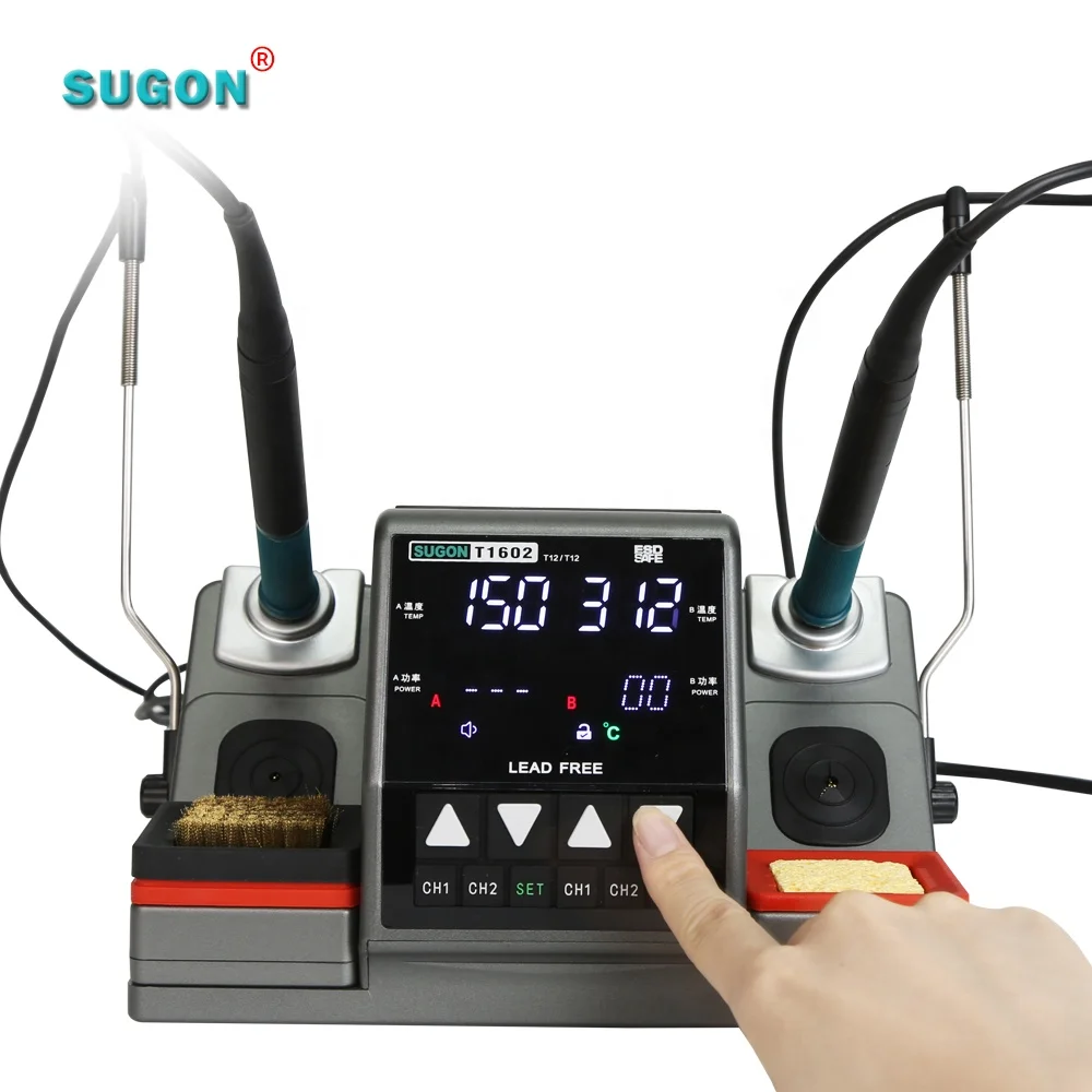 Adjustable Temperature 2 in 1 ESD Soldering Station SMD Rework Station Hot Air Gun Soldering Iron Set for Repair Welding