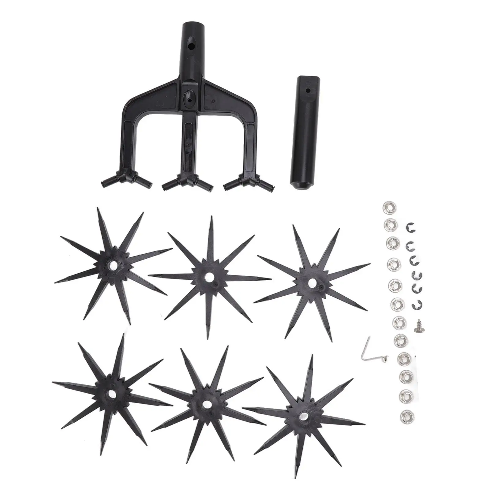 2 in 1 Manual Tiller Cultivator for Garden and Lawn Rotary Hand Hand-Held Cultivator Soil Scarifier for Soil or Reseeding Grass