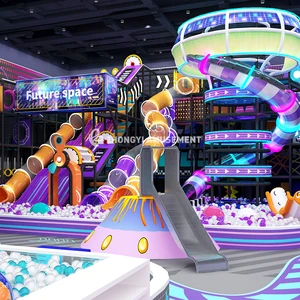 Customized Punk Cyber Theme Indoor Playground Equipment for Kids with Ball Pit, LED Slides & Climbing Structures