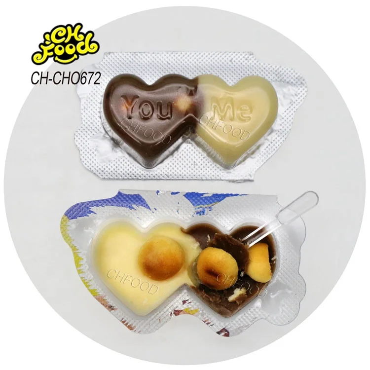 Hot Selling Wholesale Cheap Love Shape Chocolate Biscuits OEM Halal 3in1 Cookies Mini Ball Dip Chocolate Spread