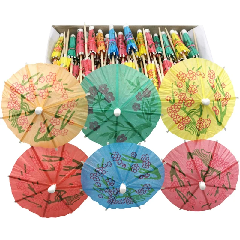 10 PCS Cocktail Parasol Drink Cocktail Drink Umbrellas Picks Cocktail Umbrella Cocktail Pick Paper Drink Parasol Fruit Toothpick Paper for Cocktail Decoration Party Topical Drink Decoration Green 
