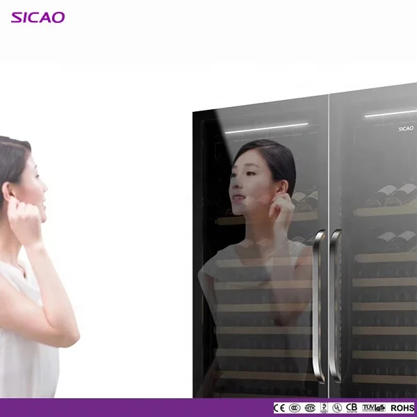Compressor Intergrated Commercial Big Wine Cellar Refrigerator Dual Zone Double Door Wine Beverage Fridge Cabinet 300 Bottles