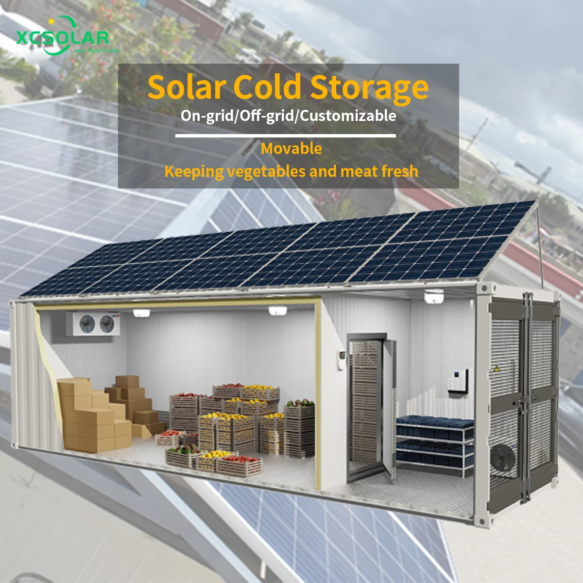 Solar Photovoltaic System 50KW 100KW 300KW 500KW 1MW 2MW Solar Powered Cold Room For Fish And Meat