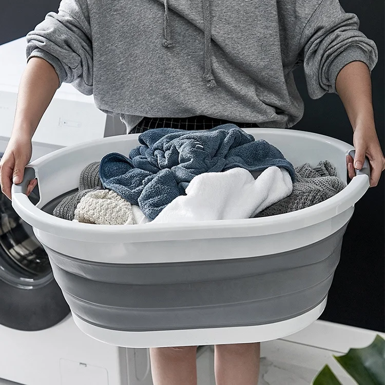Plastic Folding Collapsible Foldable Storage Clothes Bathroom Washing Basket Large Bin Laundry Hamper
