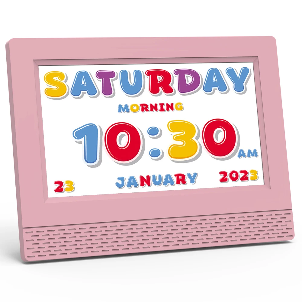 7 Inch LED Digital Alarm Clock for Kids Support Picture & Video Playing with Multiple User Interface and Colorful Text Display