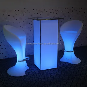 Luminous LED High Boy Cocktail Table Remote Control Bar Furniture for Home/Outdoor for Nightclub KTV Rental