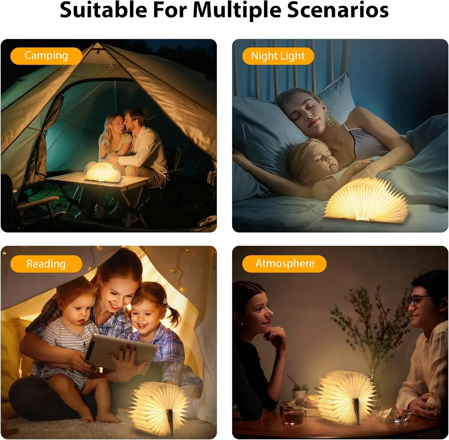 Free Sample Popular Top Selling Creative Wooden Rechargeable Lumio Fabric Cover Book Lamp Customize logo Table Lamp Night Light