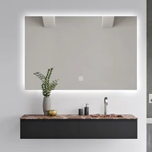 Smart Bathroom Led Mirror For Villa Hotel Project Touch Screen Bath Mirrors With Time Display Bath Mirrors