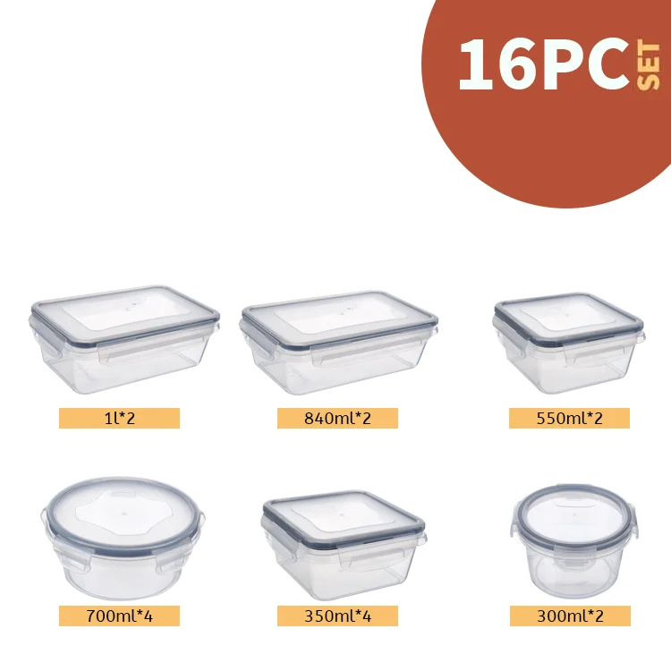 16 Pack Foodgrade Premium Airtight Food Storage Container For Kitchen