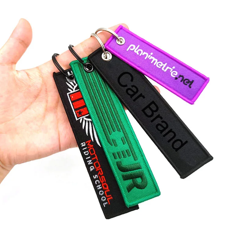 Woven Logo Jet Tags Custom Flight Jet Tag Anime Key Chain Custom Logo Key  Tag Cute Cartoon Anime Fabric Keyring Keychains