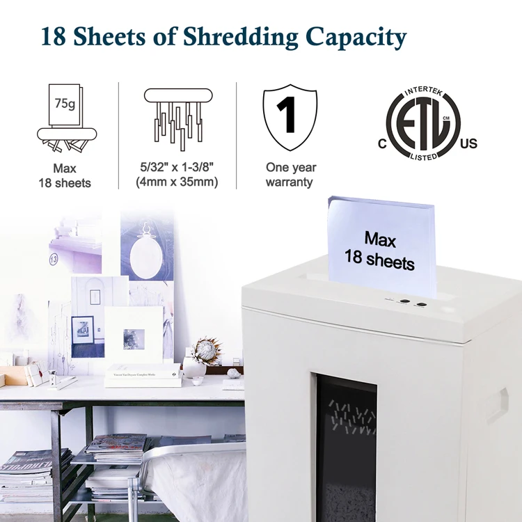 Wolverine Ultra Quiet Paper Shredder 18sheet Cross Cut High Security