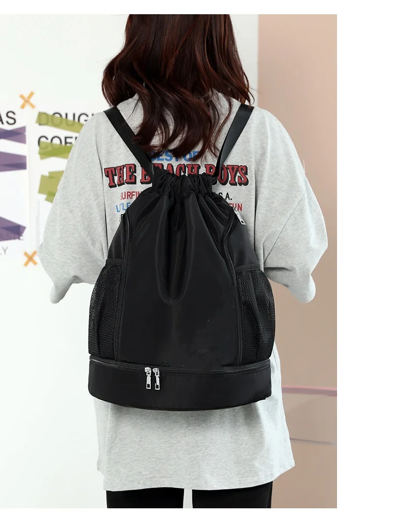 New waterproof folding travel gym sport bag men women backpack custom logo fitness drawstring bag backpack for basketball soccer