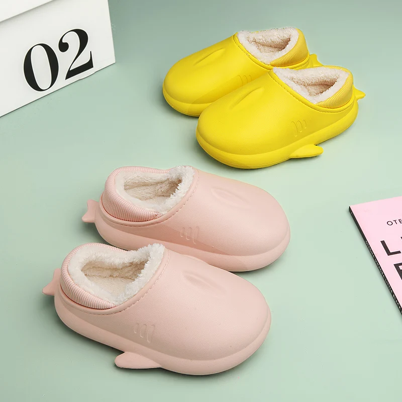 Хлопковые тапочки, зимние милые Мультяшные Нескользящие износостойкие водонепроницаемые теплые домашние хлопковые тапочки для мальчиков и девочек