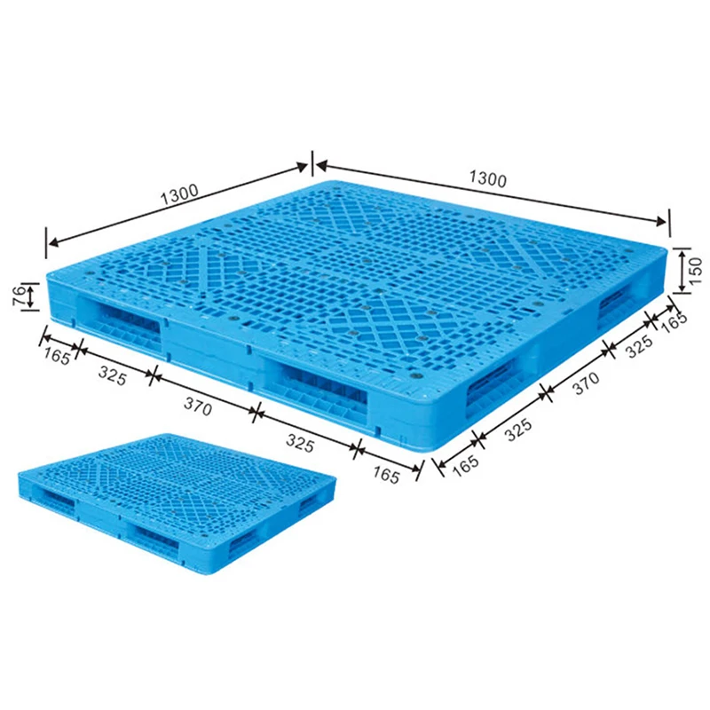 1500x1300x150 mm murah berkualitas tinggi empat arah baja masuk diperkuat hdpe ukuran standar stackable double faced plastik palet