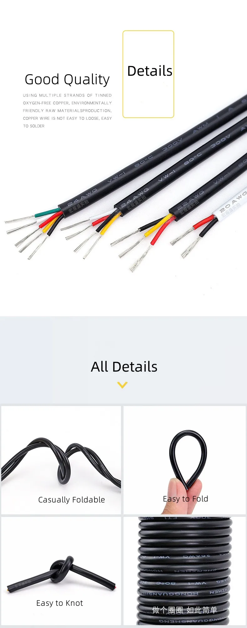 nuevos productos explosivos 22awg 4C 2464 control de potencia de alambre de cobre