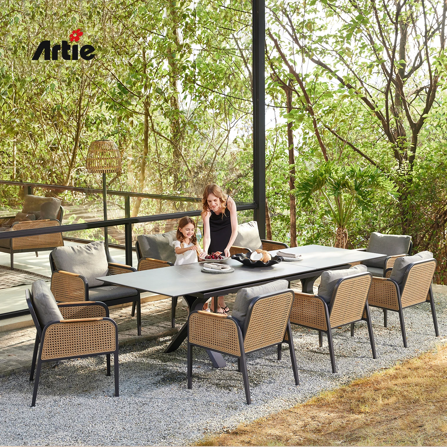 Artie Terrace Furniture Outdoor Dining Set Luxury Patio Rattan Table and  Chairs Restaurant Furniture Outdoor Patio Furniture Set