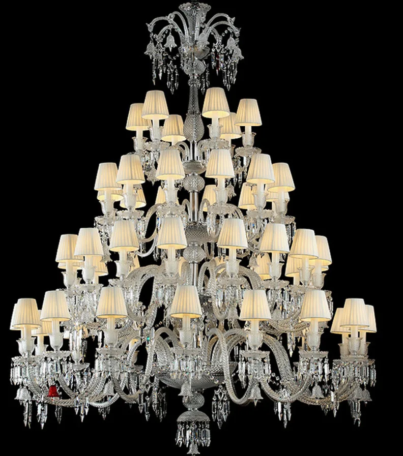 MEEROSEE Staircase Chandelier Lights Crystal Luxury Big Suspended Lamp for Project MD87097