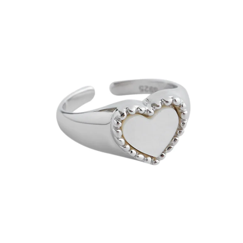 Rings 925 Sterling Silver for Women Korean Shell Heart Shape