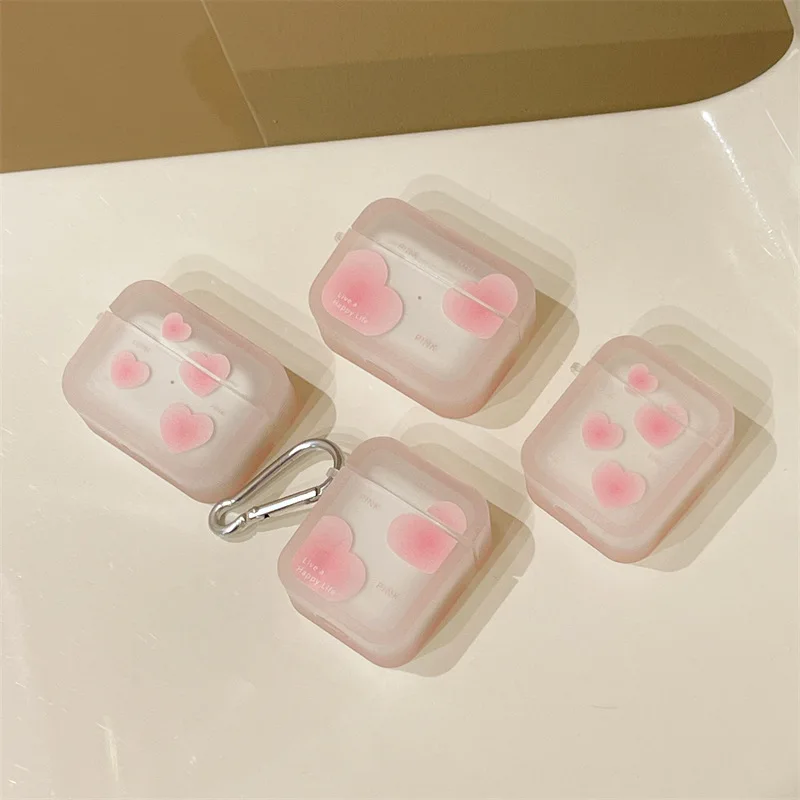 Korean Pink Loving Heart for Apple AirPods Pro Case Cover Earbuds  Accessories Airpod Case Airpod Pro Case