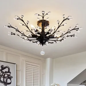 Zeal Lighting High Quality Vintage Crystal Branches Chandelier Black Crystal Chandelier Light